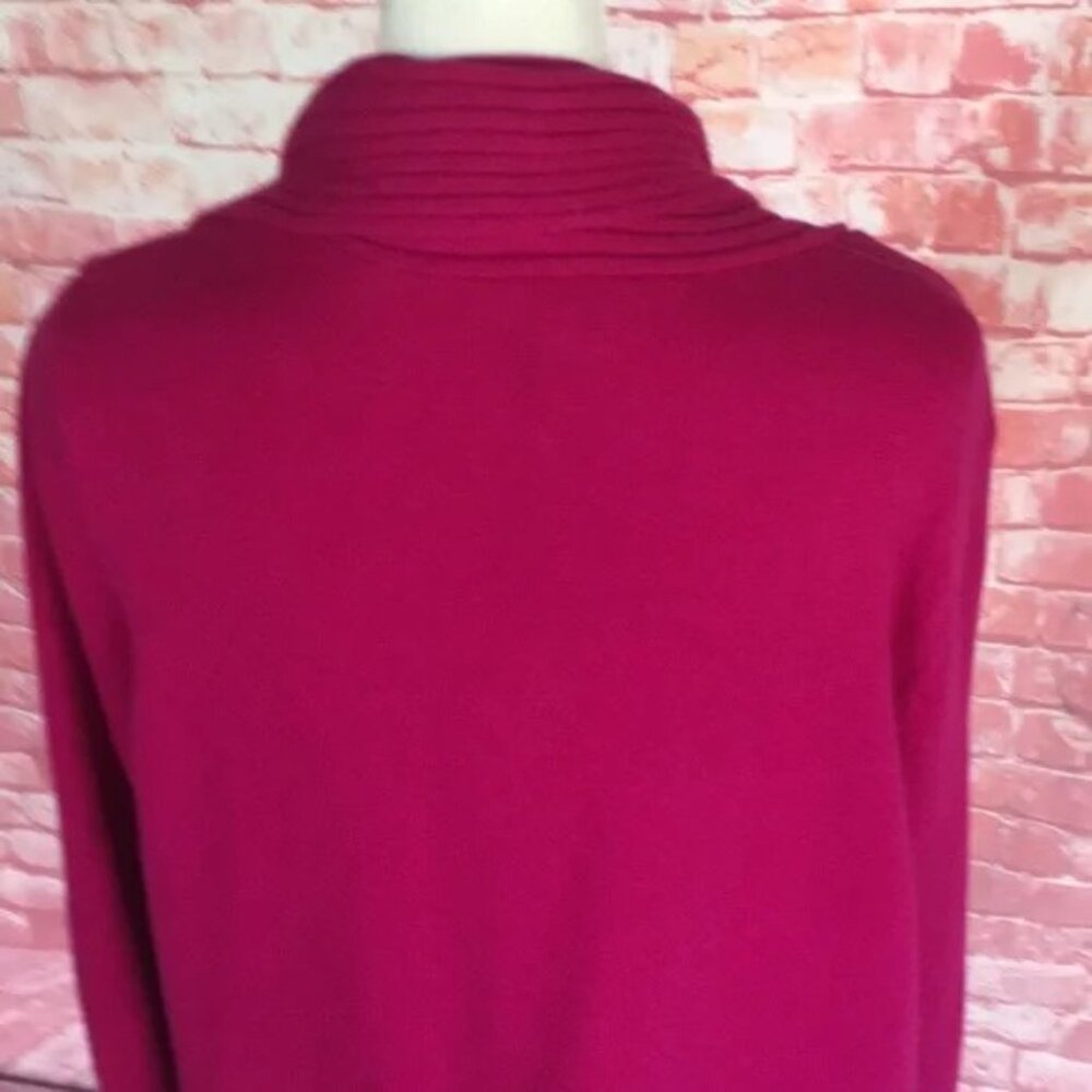 Chicos Open Front Sweater Cardigan Sz 2 L Magenta Shawl Collar Roxanne Excellent - Picture 10 of 12